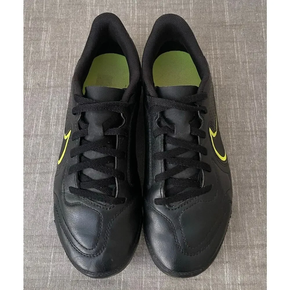 Nike Tiempo JR Legent 9 Youth Size 5 Black Yellow Neon Soccer Cleats